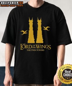 Good The Lord Of The Wings Twin Towers T-Shirt featuring iconic artwork and vibrant colors for fans of the franchise.
