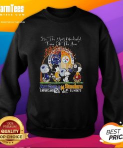 Cozy sweatshirt featuring 'Good The Peanuts Penn State Saturdays on Steelers Sundays' design for fans, perfect for winter wear.