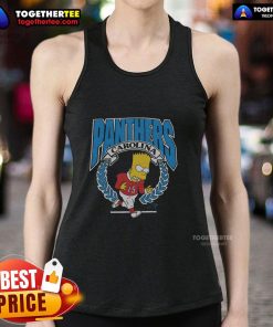 Bart Simpson tank top featuring Carolina Panthers logo - stylish fan apparel for NFL supporters.