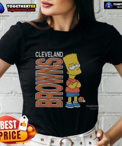 Good The Simpsons Bart X Cleveland Browns ladies tee featuring vibrant graphics and a stylish design for fans.