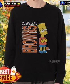 Good The Simpsons Bart X Cleveland Browns sweatshirt featuring iconic cartoon design and team colors.