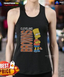 Alt Text: Bart Simpson wearing a Cleveland Browns tank top, showcasing a fun mashup of The Simpsons and NFL fashion.