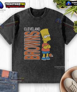 Alt Text: Good The Simpsons Bart X Cleveland Browns washed t-shirt featuring Bart Simpson in Browns colors, casual fan apparel.