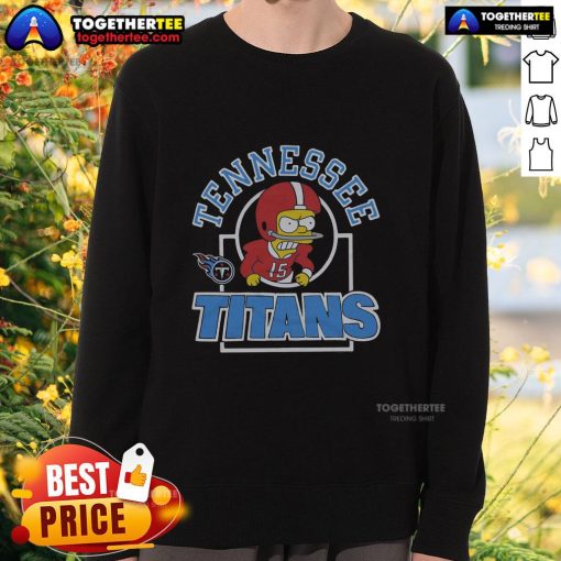 Bart Simpson in a Tennessee Titans sweatshirt, showcasing a unique blend of pop culture and sports fashion.