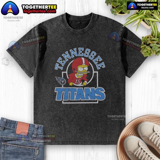 Alt Text: Good The Simpsons Bart X Tennessee Titans washed t-shirt featuring Bart Simpson in Titans colors and logo.