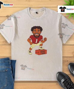 Good Thomas Castellanos wearing a FSU Florida State Football 'What I Said' washed t-shirt on a sunny day.