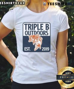 Good Triple B Outdoors Bass Fishing Est. 2019 ladies tee featuring a stylish design for outdoor enthusiasts.