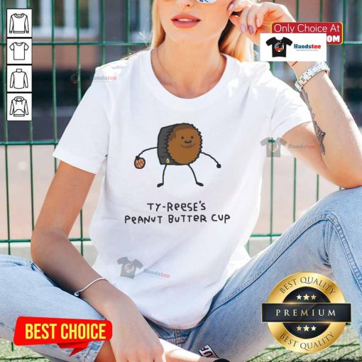 Good Ty Reese's Peanut Butter Cup Pacers Player Pun Ladies Tee featuring a fun basketball-themed design.