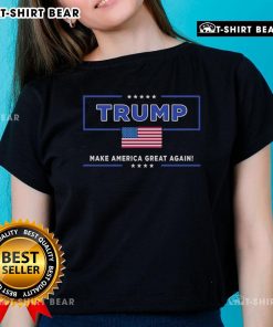 Good Tyler Robinson wearing a Trump Make America Great Again ladies tee, showcasing patriotic style and bold statement.