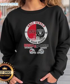 Good UNLV Rebels and Las Vegas Raiders football helmets skyline sweatshirt showcasing team spirit and city pride.