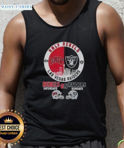 Good UNLV Rebels and Las Vegas Raiders football helmets skyline tank top, perfect for game day attire.