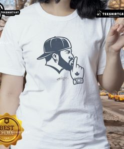 Alt Text: Vladimir Guerrero Jr. 'Good Vladdy Shush' graphic on a Toronto Blue Jays ladies tee, perfect for fans.