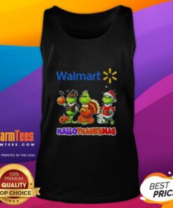 Happy HalloThanksMas tank top featuring Good Walmart x Grinch cosplay design, perfect for festive holiday celebrations.