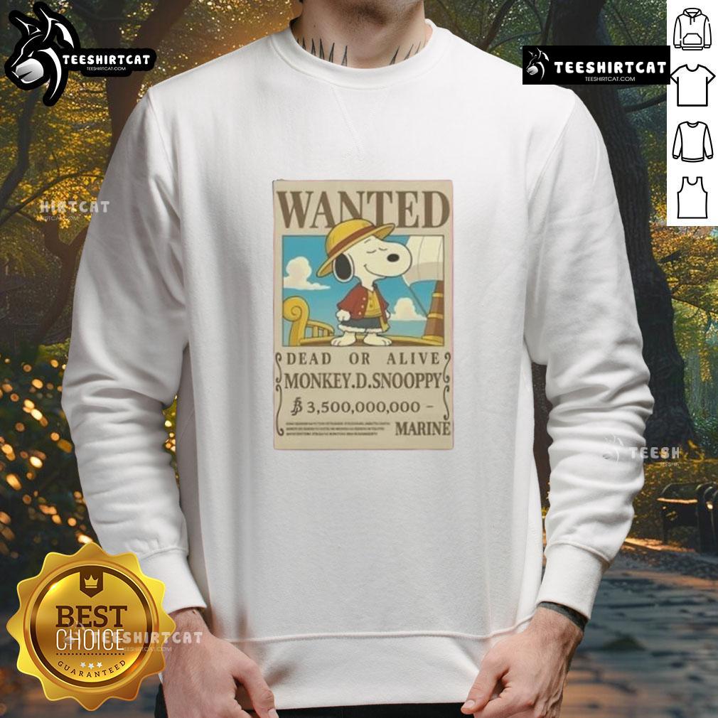 Good Wanted Dead Or Alive Mokey D.Snoopy 3,500,000,000 Marine Sweatshirt Good Wanted Dead or Alive Mokey D. Snoopy sweatshirt featuring marine design, perfect for fans of unique streetwear.