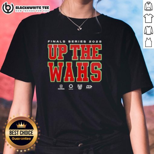 Good Warriors 2025 Dynasty Finals Up The Wahs Ladies Tee showcasing vibrant team colors and stylish design.