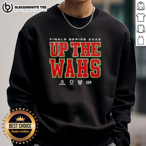 Good Warriors 2025 Dynasty Finals Up The Wahs sweatshirt featuring vibrant colors and bold team graphics for fans.
