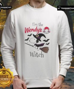 Good Wendy's x Snoopy I'm the Witch Halloween sweatshirt featuring vibrant graphics for festive fall fashion.