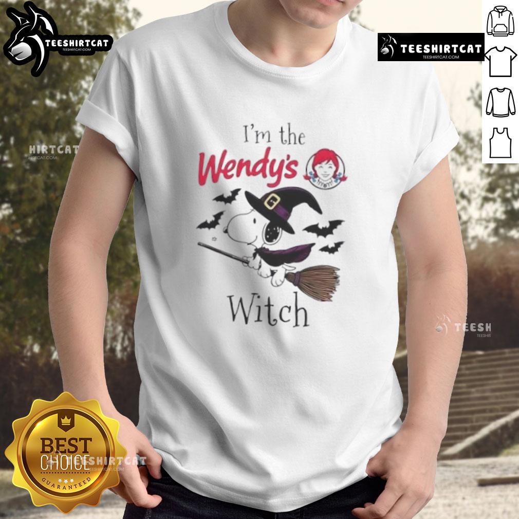 Good Wendy'S X Snoopy I'M The Witch Halloween T Shirt Alt Text: Good Wendy's x Snoopy I'm the Witch Halloween T-Shirt featuring playful designs for festive spooky fun.