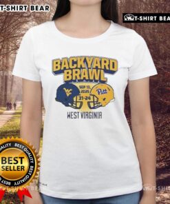 Good West Virginia Mountaineers beat Pittsburgh Panthers 31-24 in Backyard Brawl, featuring ladies tee design.