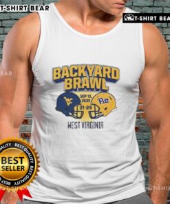 Good West Virginia Mountaineers beat Pittsburgh Panthers 31-24 Backyard Brawl tank top featuring team logos and vibrant colors.
