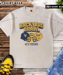 Good West Virginia Mountaineers beat Pittsburgh Panthers 31-24 Backyard Brawl washed t-shirt showcasing team spirit.
