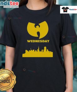 Good Wu Tang Wednesday Skyline Ladies Tee featuring a stylish design perfect for fans of Wu-Tang Clan and urban fashion.