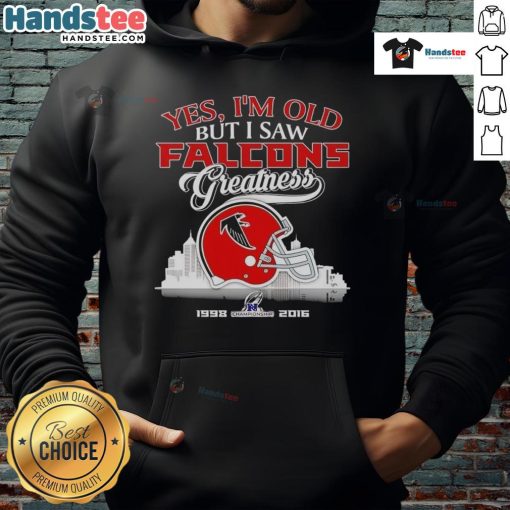 Vintage Atlanta Falcons hoodie featuring a skyline and helmet, celebrating team greatness and championship history.