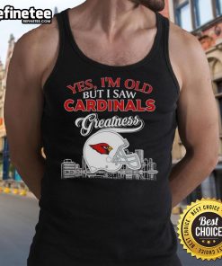Vintage tank top featuring St. Louis Cardinals greatness, Super Bowl skyline, and helmet design, perfect for fans.