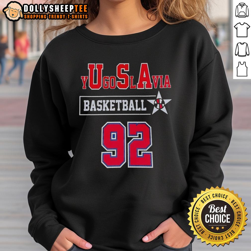 Good Yugoslavia Basketball 92 Sweatshirt Good-yUgoSlAvia Basketball 92 Sweatshirt in vintage style, showcasing retro design and vibrant colors for sports enthusiasts.