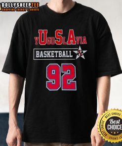 Alt Text: Vintage Good Yugoslavia Basketball 92 T-Shirt featuring iconic design and vibrant colors, perfect for sports fans.