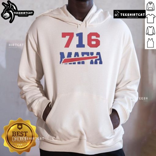Happy Buffalo Bills Mafia logo hoodie featuring vibrant colors, perfect for fans supporting their team in style.