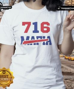 Alt Text: Happy 716 Buffalo Bills Mafia Logo Ladies Tee featuring vibrant team colors and stylish design for fans.