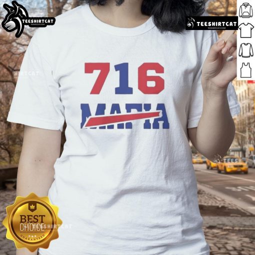Alt Text: Happy 716 Buffalo Bills Mafia Logo Ladies Tee featuring vibrant team colors and stylish design for fans.