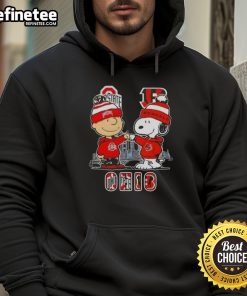 Happy Charlie Brown Ohio State Buckeyes x Snoopy Cincinnati Bengals skyline hoodie featuring vibrant designs and team logos.