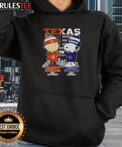 Happy Charlie Brown hoodie featuring Texas Longhorns on Saturdays and Dallas Cowboys on Sundays, skyline design.