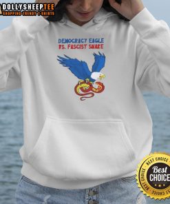 Happy Democracy Eagle vs Fascist Snake Hoodie design, showcasing a vibrant and bold illustration of freedom and resistance.