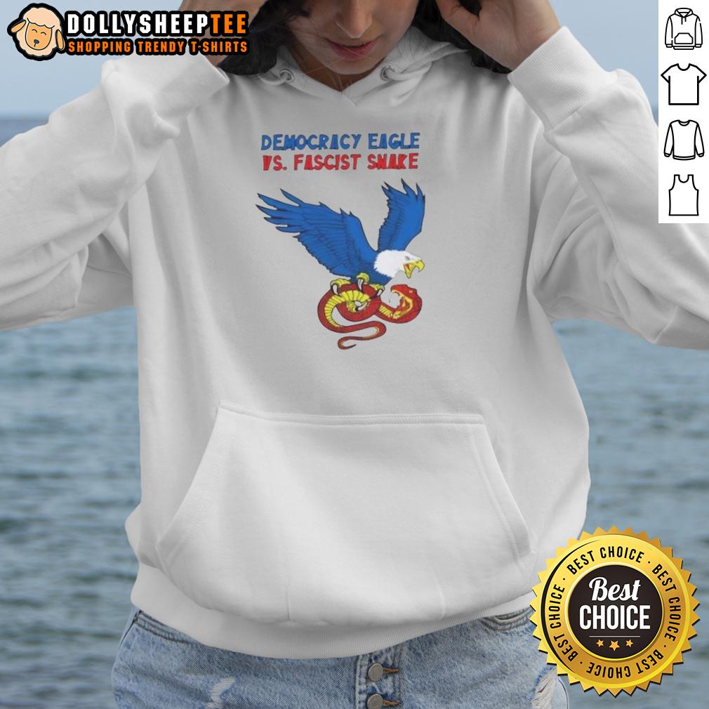 Happy Democracy Eagle Vs Fascist Snake Hoodie Happy Democracy Eagle vs Fascist Snake Hoodie design, showcasing a vibrant and bold illustration of freedom and resistance.