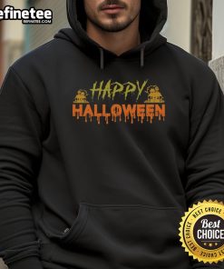 Spooky hoodie featuring a haunted house design, perfect for Halloween festivities and celebrating the spooky season.