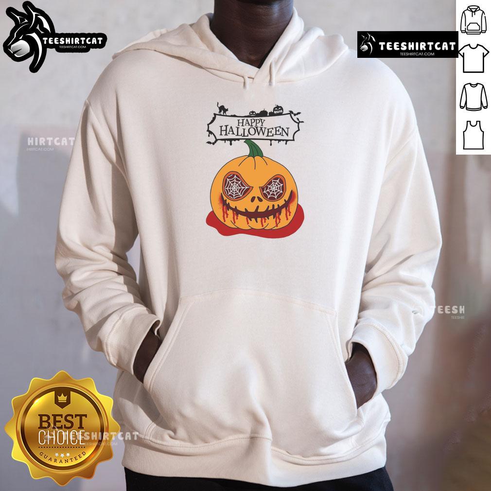 Happy Halloween Scary Pumpkin Horror Hoodie Happy Halloween scary pumpkin horror hoodie design featuring a spooky pumpkin and festive elements for Halloween.