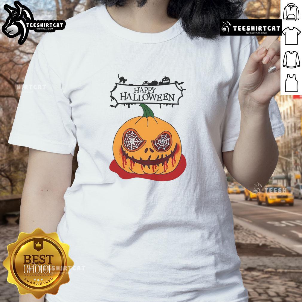 Happy Halloween Scary Pumpkin Horror Ladies Tee Happy Halloween scary pumpkin horror ladies tee featuring a vibrant pumpkin graphic perfect for spooky celebrations.