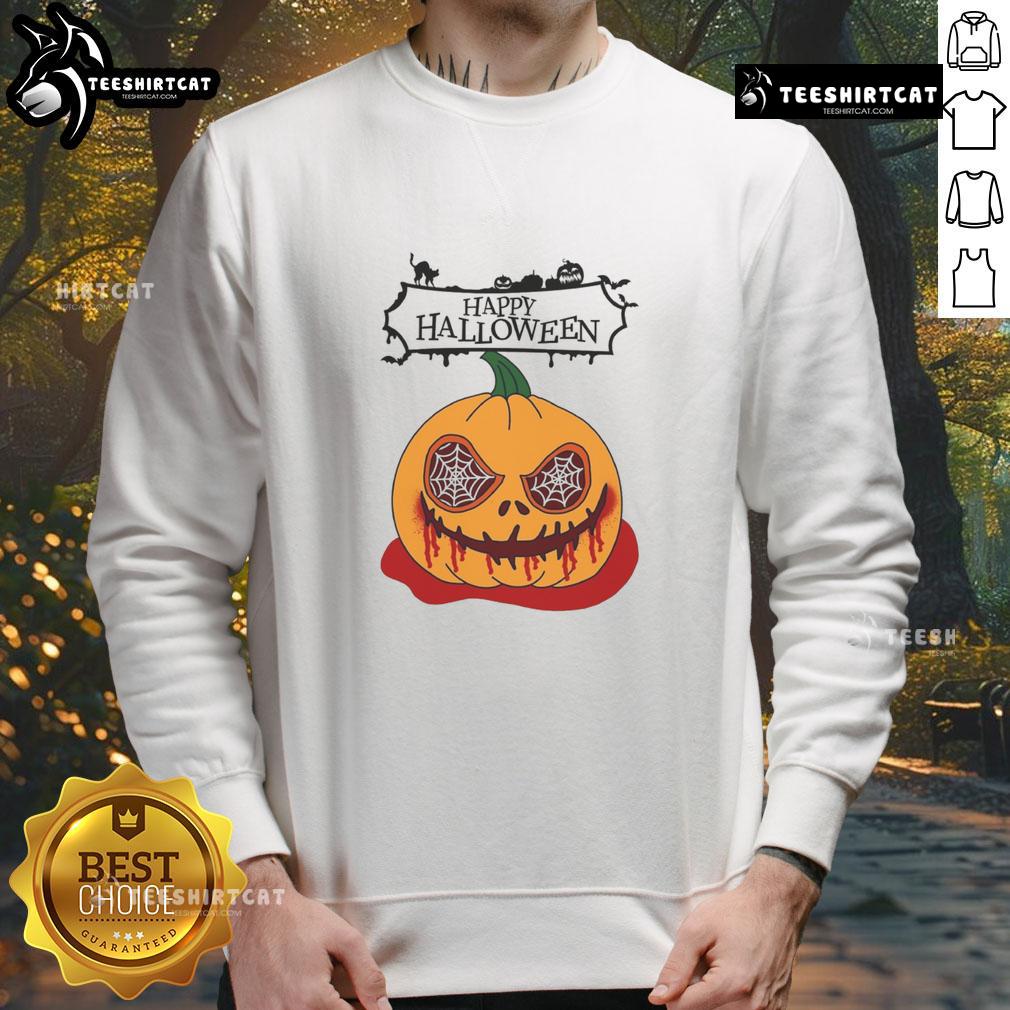 Happy Halloween Scary Pumpkin Horror Sweatshirt Happy Halloween Scary Pumpkin Horror Sweatshirt featuring a spooky pumpkin design for festive fall fashion.