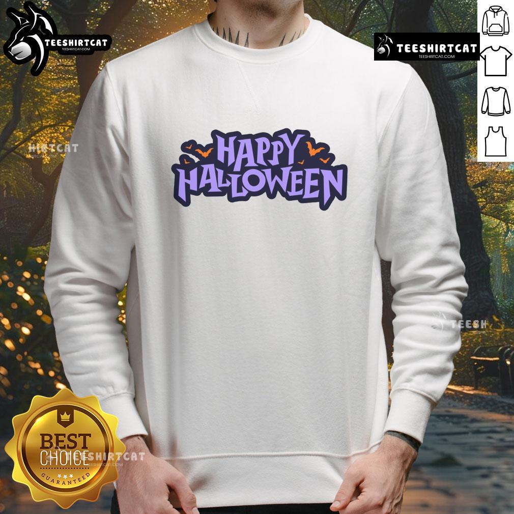 Happy Halloween Spooky Bats Graphic Sweatshirt Happy Halloween spooky bats graphic sweatshirt featuring playful bat designs perfect for festive fall celebrations.