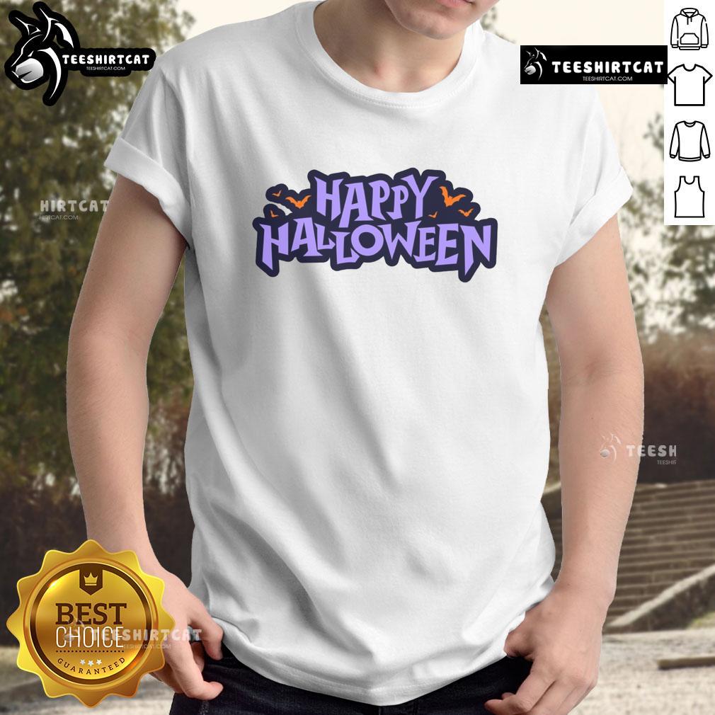 Happy Halloween Spooky Bats Graphic T Shirt Alt Text: Happy Halloween Spooky Bats Graphic T-Shirt featuring playful bat designs perfect for Halloween festivities.