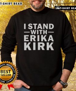 Happy I Stand With Erika Kirk Support Sweatshirt in vibrant colors, showcasing a positive message of solidarity and empowerment.