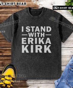 Happy I Stand With Erika Kirk support washed t-shirt in vibrant colors, promoting unity and positive message.