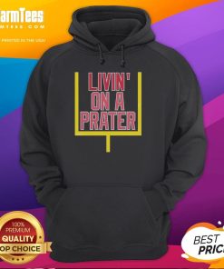 Happy Livin' on a Prater hoodie displayed on a hanger, showcasing vibrant colors and stylish design for casual wear.