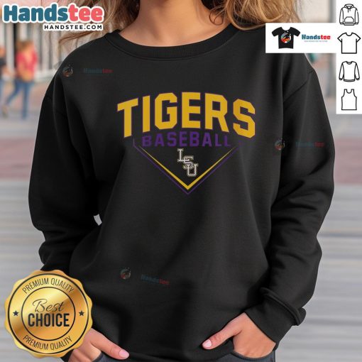 Happy LSU Tigers baseball logo sweatshirt featuring vibrant colors and a comfortable design for fans.