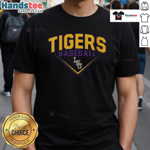 Happy LSU Tigers baseball logo t-shirt featuring vibrant colors and a bold design, perfect for fans and supporters.