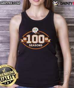 Happy Miami Hurricanes Football 100 Seasons 1926-2025 tank top featuring vibrant team colors and logo design.