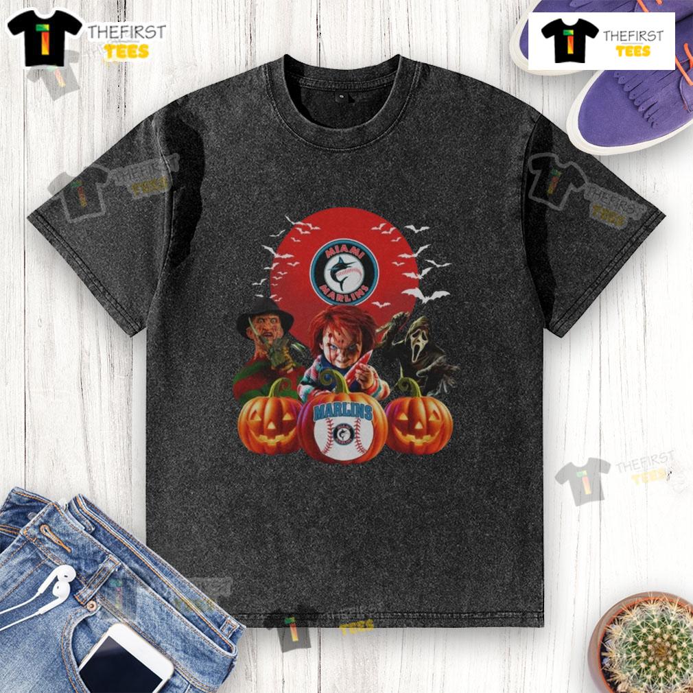 Happy Miami Marlins Mlb Horror Movie Halloween Washed T Shirt